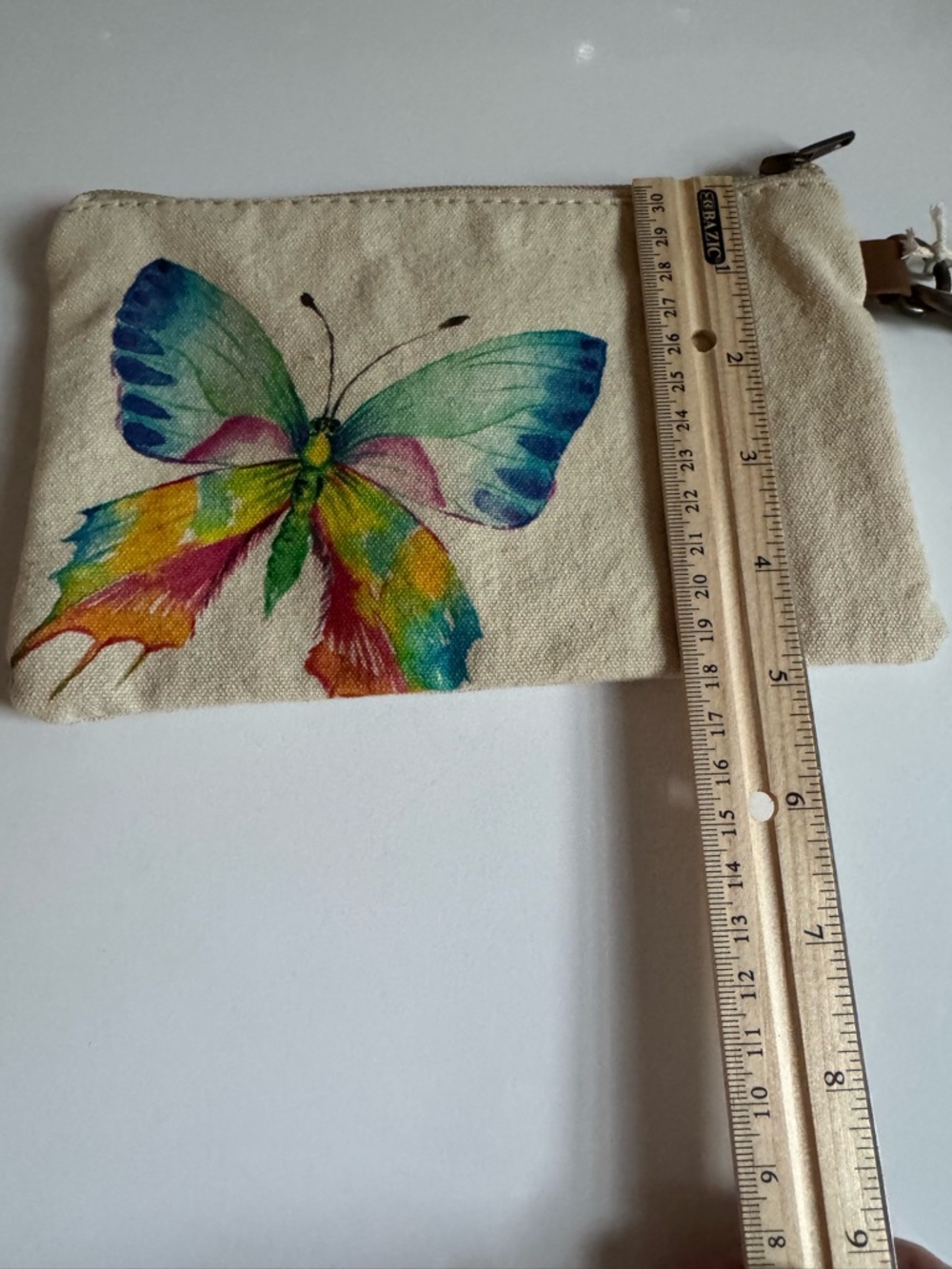 Cott n Curl Canvas Wristlet Clutch with Watercolor Rainbow Butterfly NWT - Picture 6 of 6